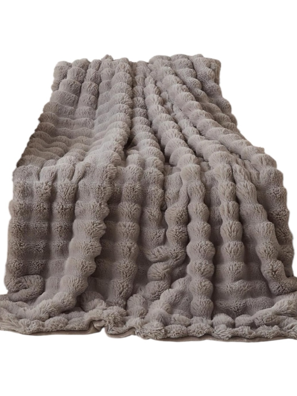 COOVA Soft Bubble Faux Fur Throw Blanket, 50"x60", Grey